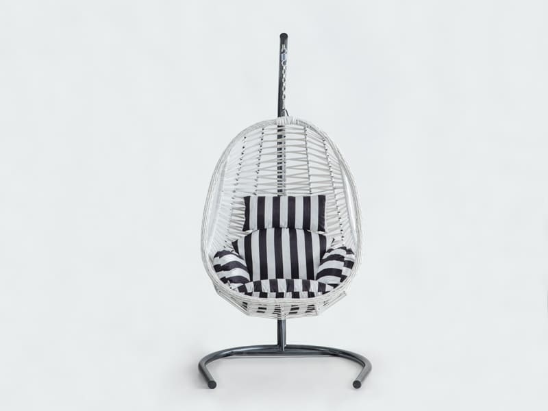 Cosmo Beyaz Rattan Zebra Kumaş Salıncak