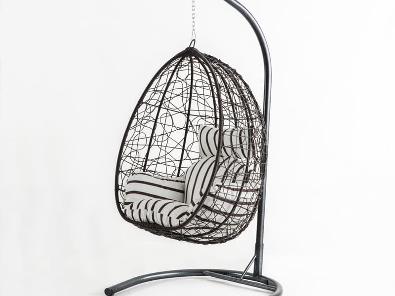 Deco Kahve Rattan Kahve Zebra Kumaş Salıncak