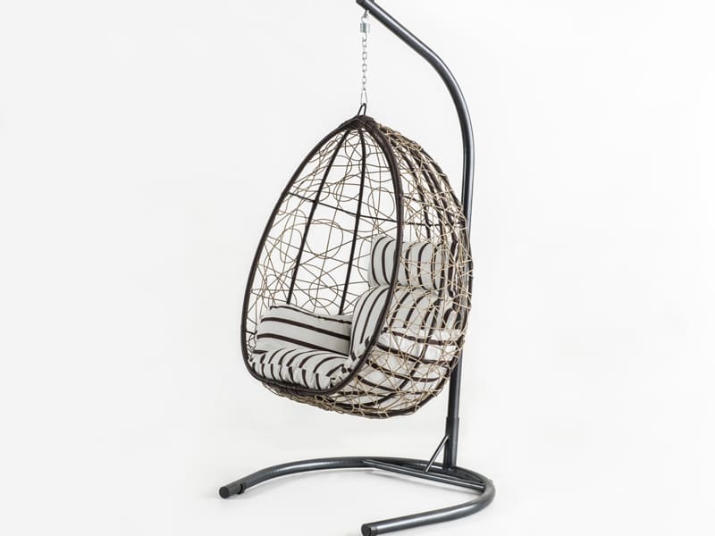 Deco Kahve Rattan Kahve Zebra Kumaş Salıncak