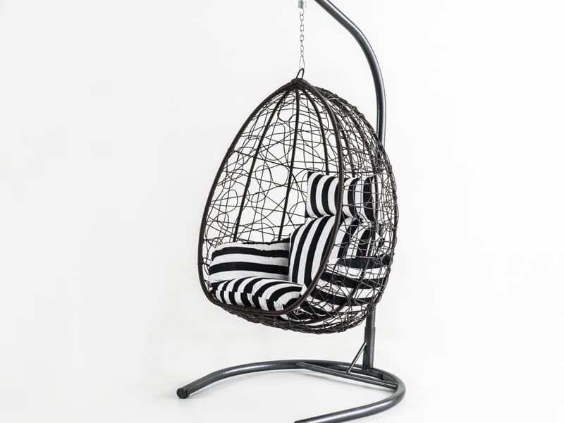 Deco Kahve Rattan Zebra Kumaş Salıncak