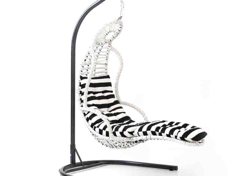 Elit Beyaz Rattan Zebra Kumaş Salıncak