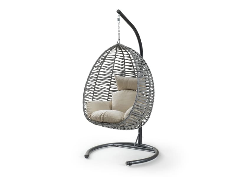 Clas Gri Rattan Krem Kumaş Salıncak