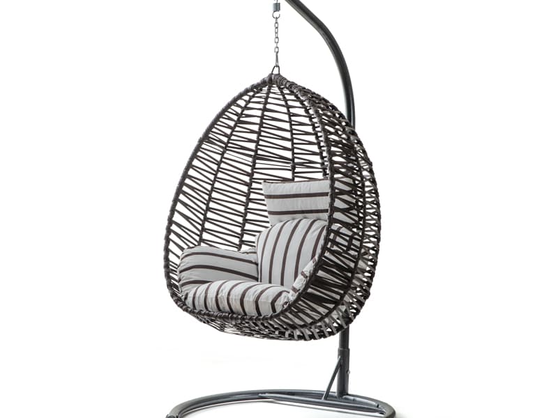 Clas Kahve Rattan Kahve Zebra Kumaş Salıncak