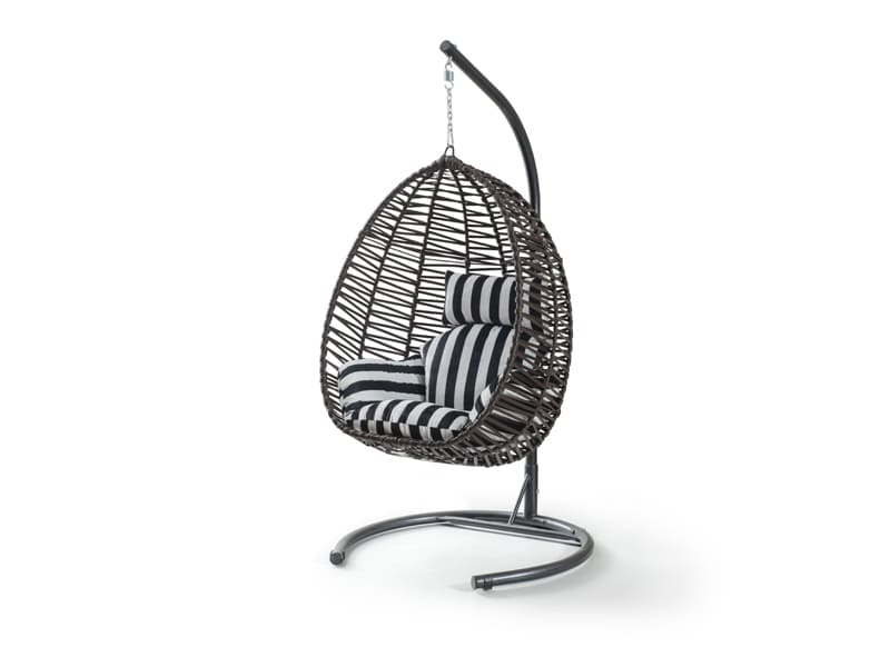 Clas Kahve Rattan Zebra Kumaş Salıncak
