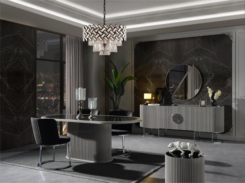 Gucci Duman Gri Yemek Odası Takımı