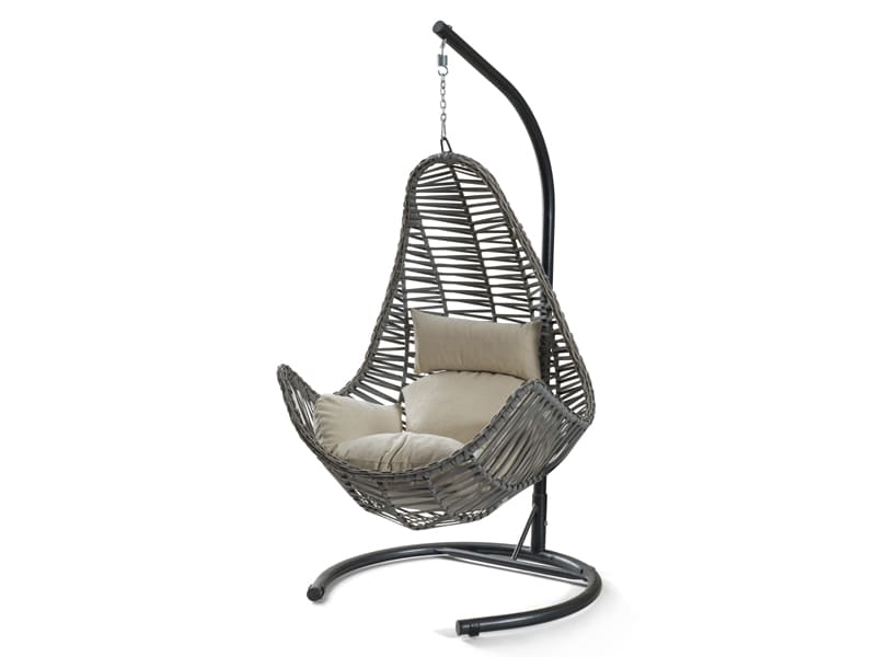 Zen Gri Rattan Krem Kumaş Salıncak
