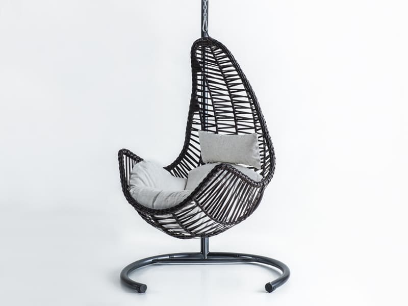 Zen Kahve Rattan Beyaz Kumaş Salıncak