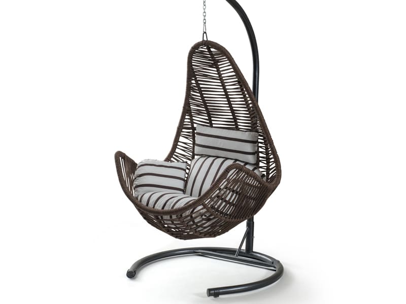 Zen Kahve Rattan Kahve Zebra Kumaş Salıncak