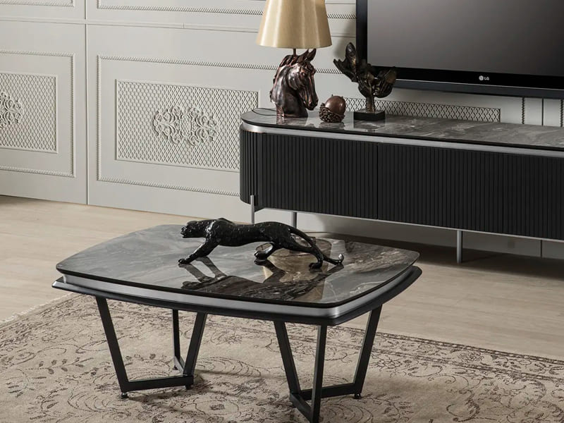 Tesla Black Silver Sehpa