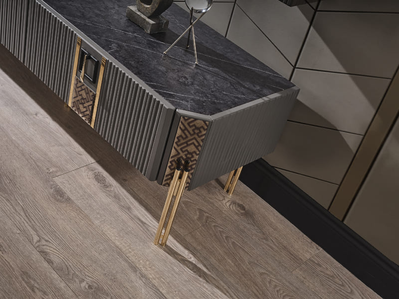 Kristal Antrasit Yemek Odası Takımı