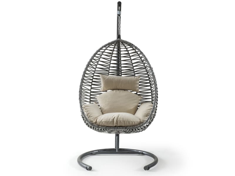 Clas Gri Rattan Krem Kumaş Salıncak