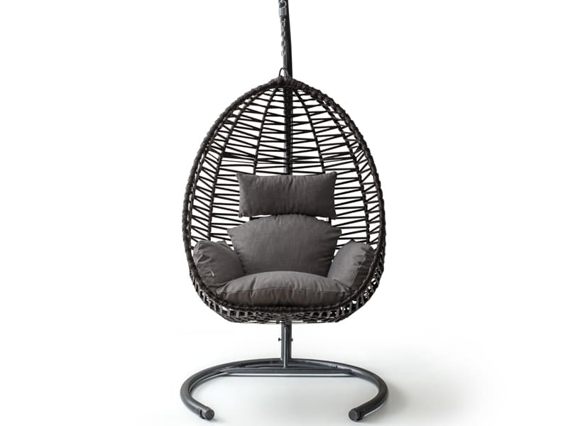 Clas Kahve Rattan Gri Kumaş Salıncak
