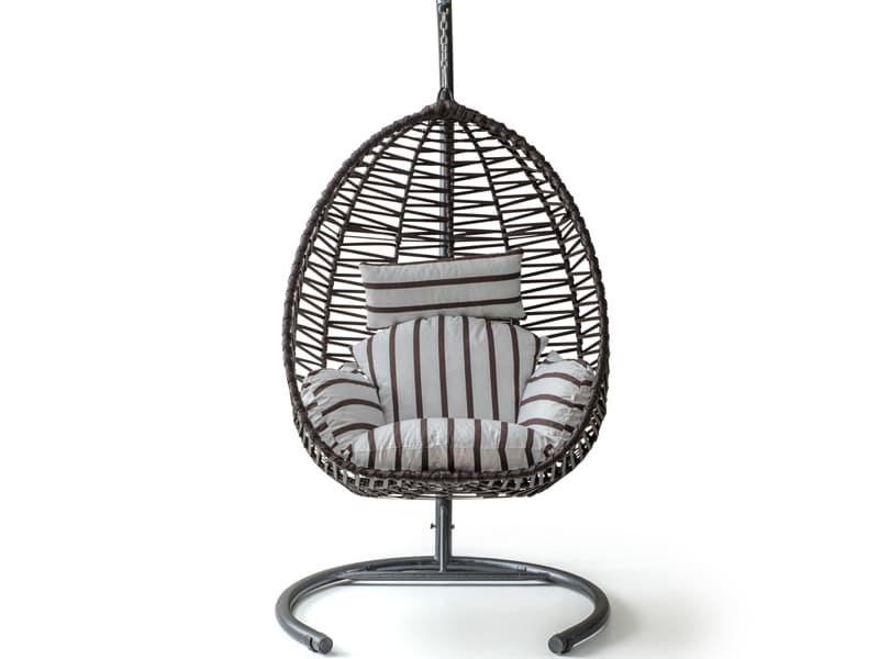 Clas Kahve Rattan Kahve Zebra Kumaş Salıncak