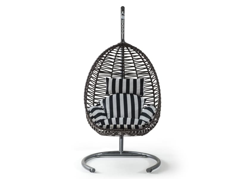 Clas Kahve Rattan Zebra Kumaş Salıncak