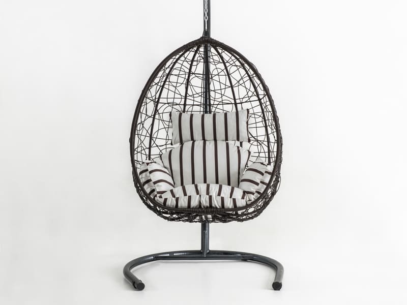 Deco Kahve Rattan Kahve Zebra Kumaş Salıncak