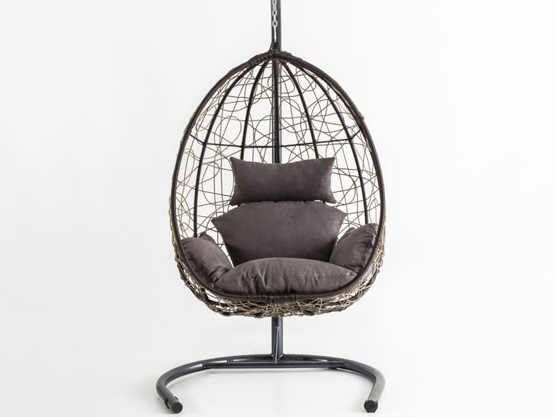 Deco Kahve Rattan Gri Kumaş Salıncak