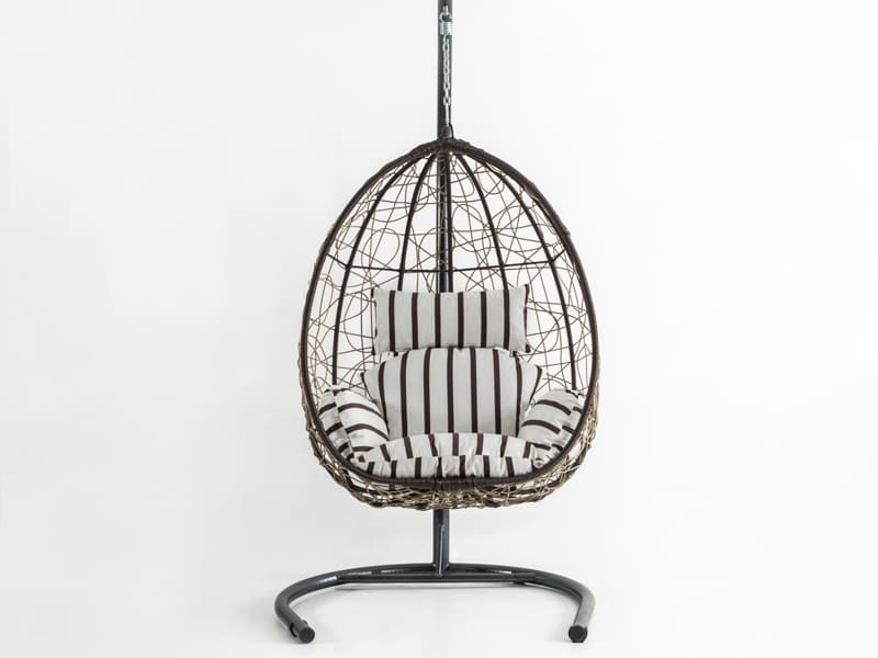 Deco Kahve Rattan Kahve Zebra Kumaş Salıncak