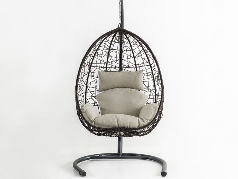 Deco Kahve Rattan Krem Kumaş Salıncak