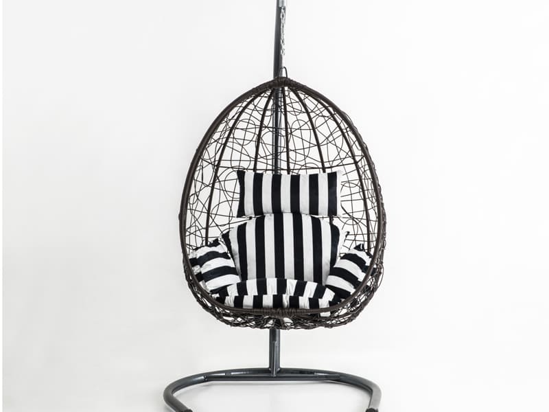 Deco Kahve Rattan Zebra Kumaş Salıncak
