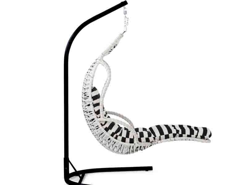 Elit Beyaz Rattan Zebra Kumaş Salıncak