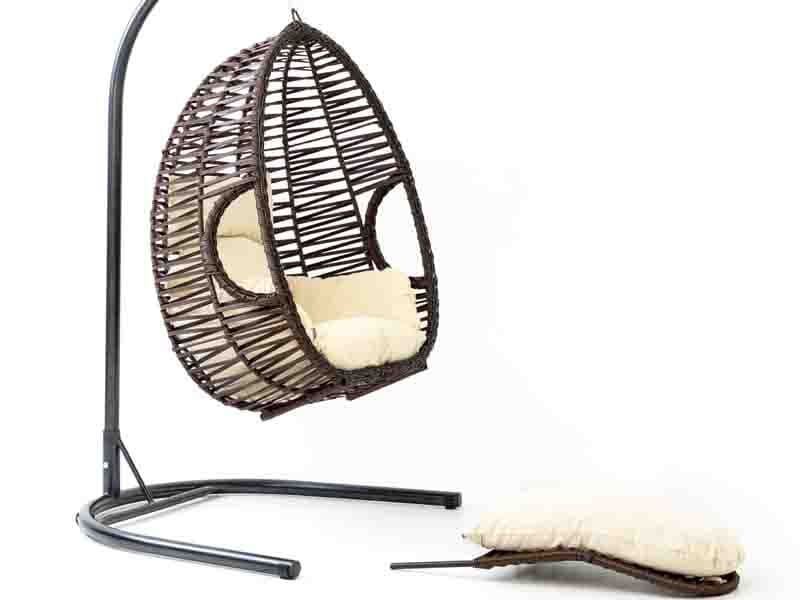 Max Kahve Rattan Gri Kumaş Salıncak 