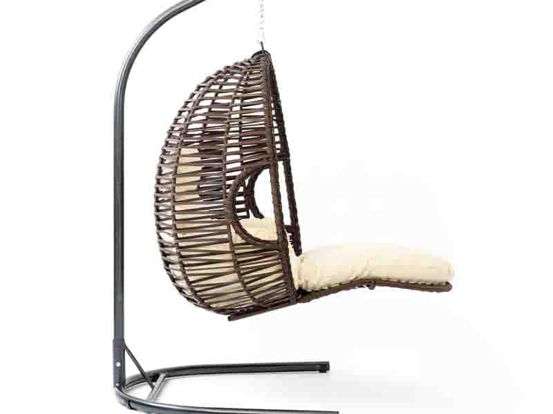Max Kahve Rattan Gri Kumaş Salıncak 