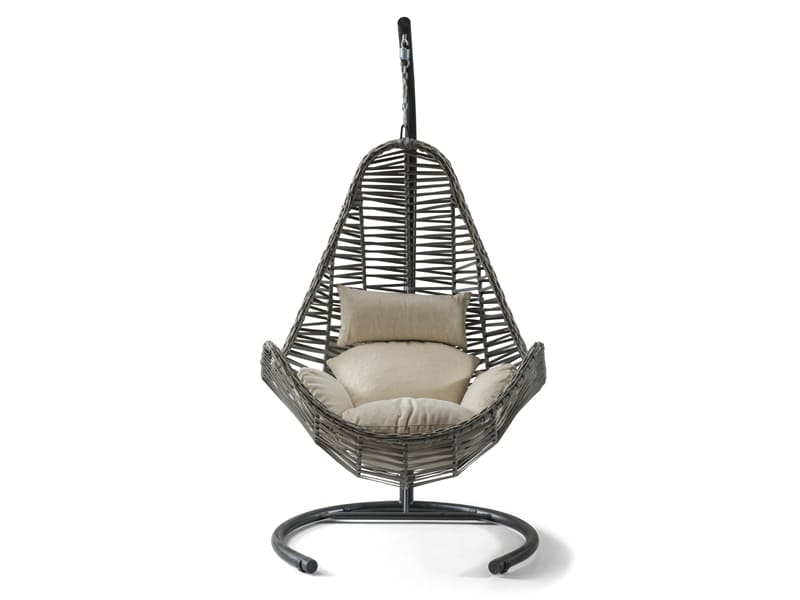 Zen Gri Rattan Krem Kumaş Salıncak