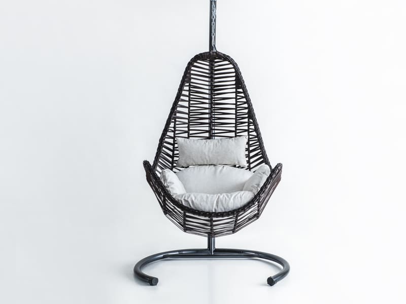 Zen Kahve Rattan Beyaz Kumaş Salıncak