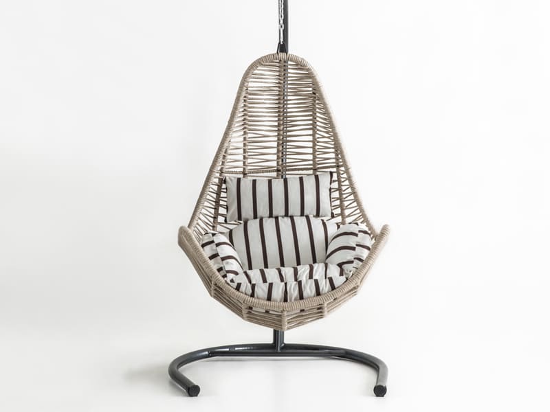 Zen Krem Rattan Kahve Zebra Kumaş Salıncak 
