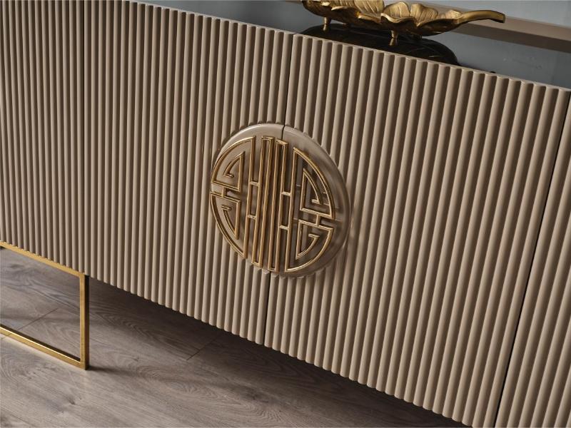 Gucci Capucino siyah cam gold metal Tv Ünitesi