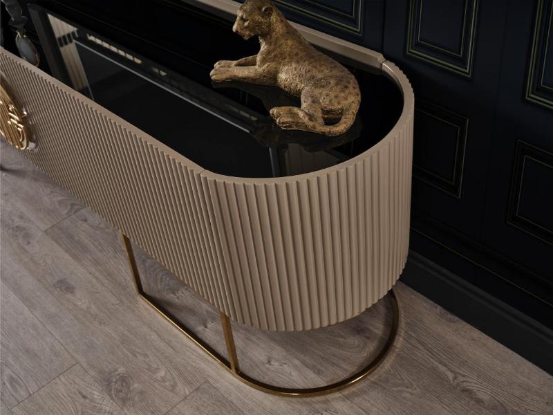 Gucci Capucino siyah cam gold metal Tv Ünitesi