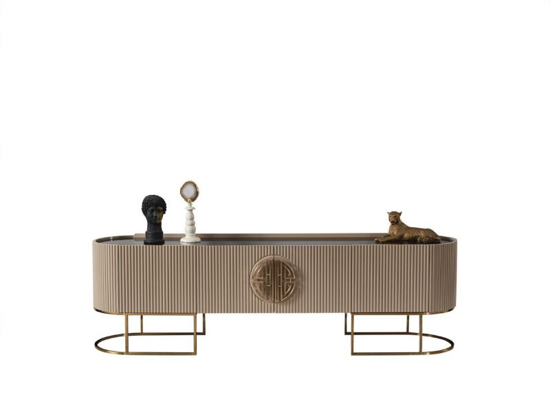 Gucci Capucino siyah cam gold metal Tv Ünitesi