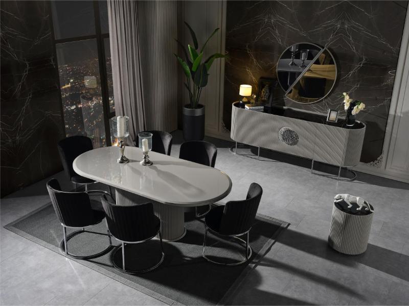 Gucci Duman Gri Yemek Odası Takımı