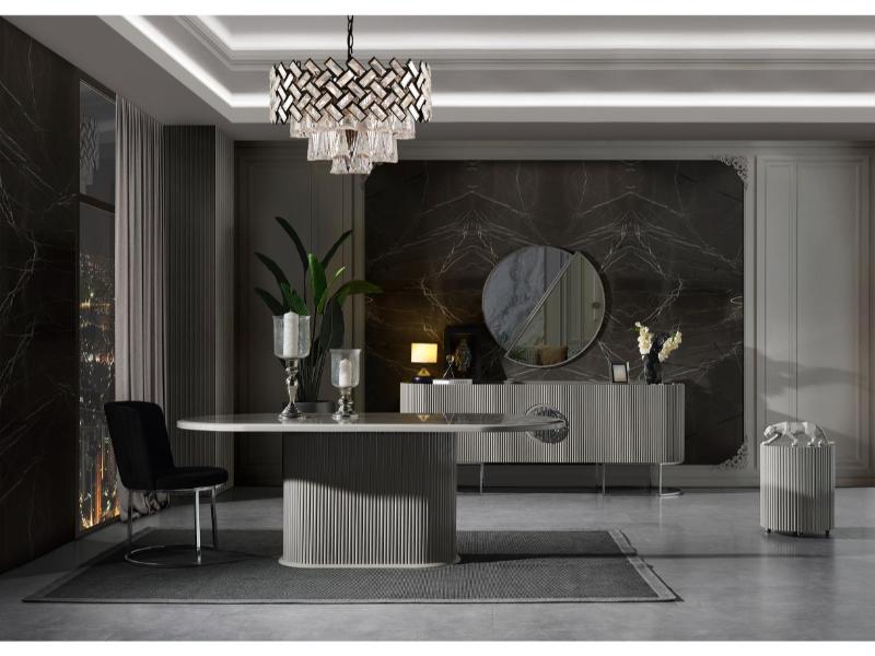 Gucci Duman Gri Yemek Odası Takımı