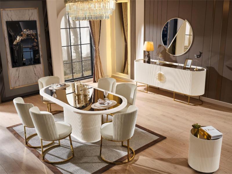 Gucci Ekru Gold Yemek Odası Takımı