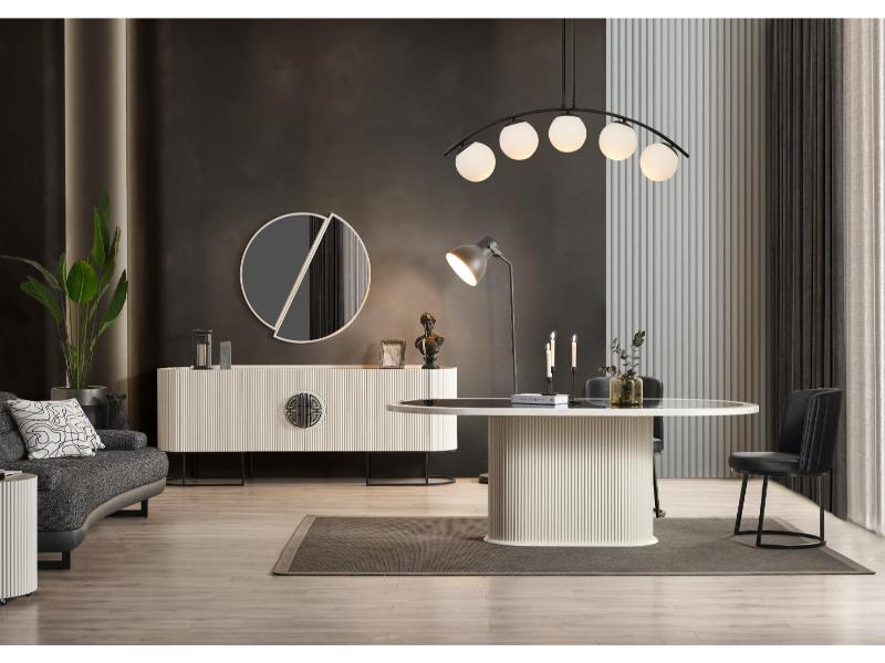 Gucci Ekru Siyah Serisi Yemek Odası Takımı