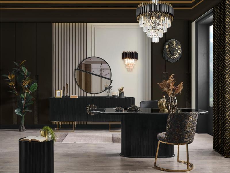 Gucci Siyah Gold Yemek Odası Takımı